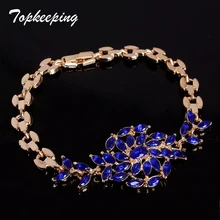 Topkeeping брендовые модные ювелирные изделия для девочек Золотые заполненные разноцветные стразы браслеты-листья и браслеты ювелирные изделия для женщин