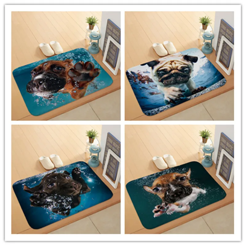 Новый мультфильм Стиль Прекрасный Рисунок собаки плавание печати ковры Противоскользящие коврики наружные коврики животных передней