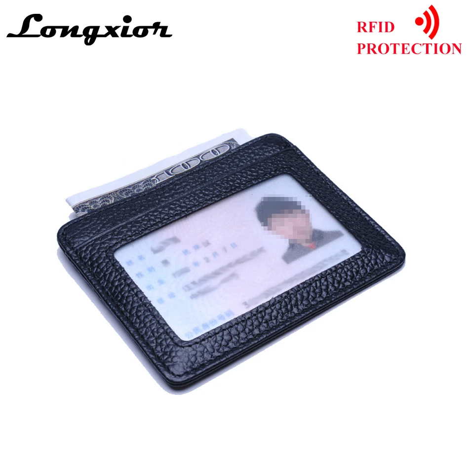 MRF12 RFID Блокировка тонкий кожаный бумажник коровья кожа Передний карман Кредитная карта чехол держатель для карт с удостоверением личности