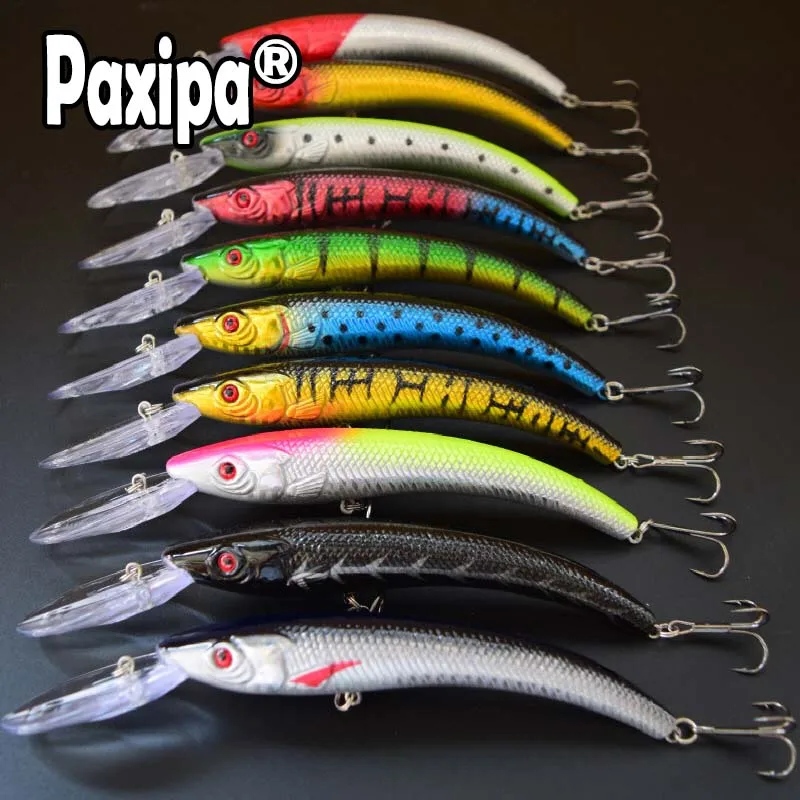 

15.5cm 10pcs Minnow Fishing Lures Floating Rattles Bass CrankBait 16g 6-1/8inch