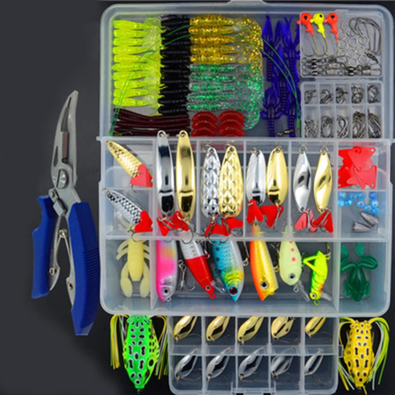 205/206/207Pcs Fishing Lures Set Mixed Minnow Spoon Lure Soft Lure