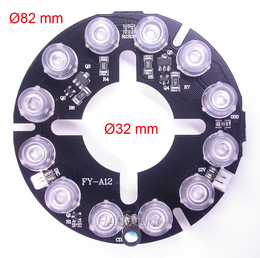 Infrared 12x SMT flat type IR LED board module for CCTV camera night