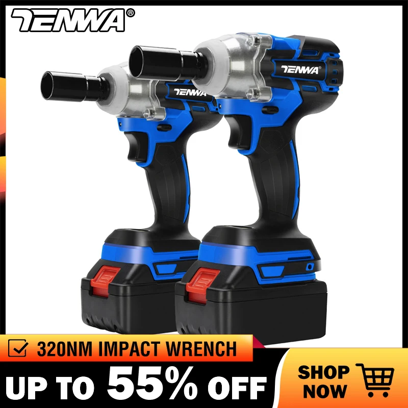 TENWA Brushless Electric Impact Wrench Cordless Socket Wrench 21V