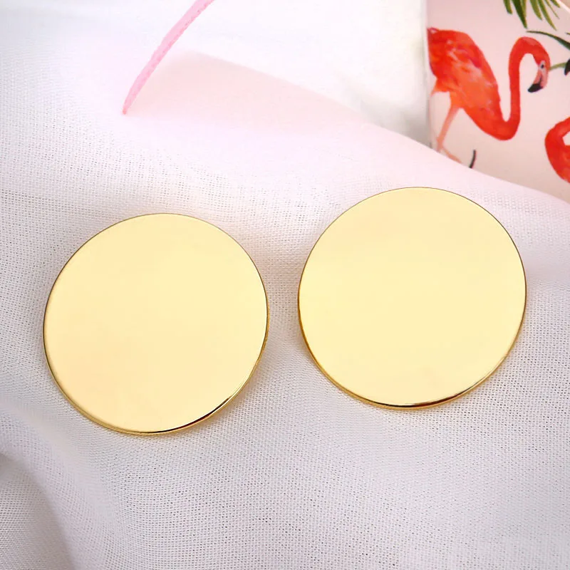 1Pair High Quality Gold Metal Circle Stud Earrings Minimalist Geometric Round Ear Stud Fashion  Jewelry Gift For Women
