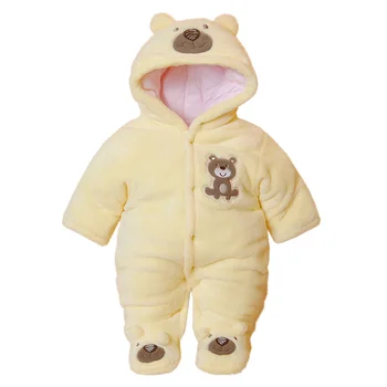 

Cute Autumn Winter Cotton Baby Romper Fleece Long Sleeve Coverall Hooded Infant Jumpsuit Bear Down Snowsuit Babies Jumpsuits