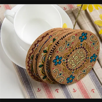 

4Pcs Plain Round Cork Coaster Coffee Drink Tea Cup Mat Placemat Wine Boho Table Mat