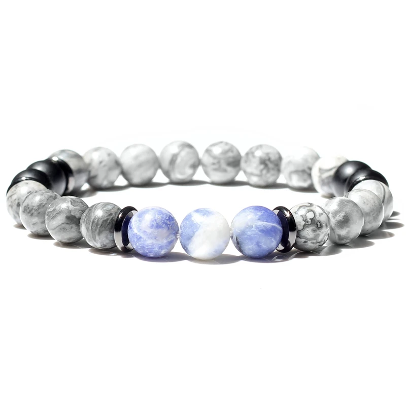Натуральные браслеты из камней, очаровательные женские бусы, мужские белые браслеты, браслет с цепочкой, модные ювелирные изделия - Окраска металла: FD0553