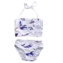 От 0 до 5 лет Дети топик на завязках для малыша, для девочки со стилизованным изображением рыбки оборками топ и шорты брюки комплект бикини купальники купальный костюм Пляжная одежда