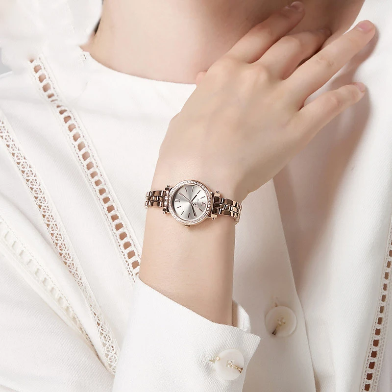 Julius Леди Классический браслет из нержавеющей стали часы женские роскошные стразы римскими цифрами платье наручные часы Reloj Mujer Часы