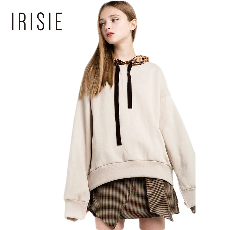 IRISIE Apparel Beige Sweet Preppy Female Sweatshirt Casual
