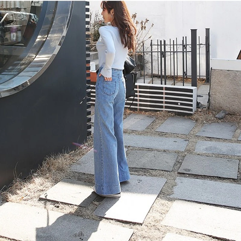 Новинка 2017 на осень-зиму женские широкие брюки Джинсовые брюки модное популярное Flare Штаны свободные тонкие женские джинсы zl909