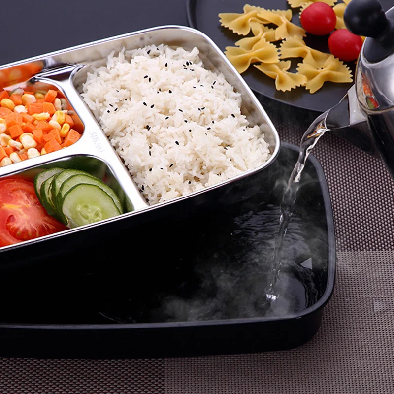 

304 Stainless Steel Insulated Lunch Box Student Adult Food Separation Plate Compartment Cover Double Layer Container Storage Set