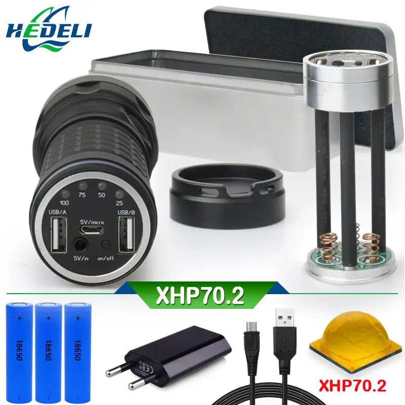 

most powerful led flashlight XLamp XHP70.2 led lantern 8000 lumens torch usb XHP70 rechargeable 18650 spotlight hunting light