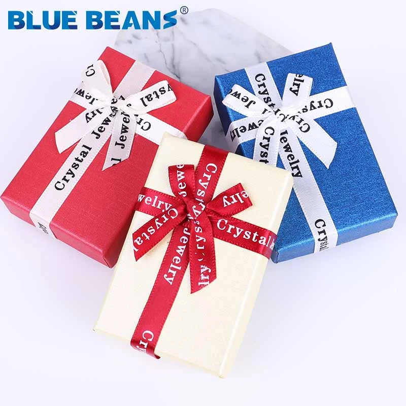 

1pc jewelry organizer Bow box Engagement Ring For Earrings Necklace Bracelet Display Gift Box Holder red white navy wholesale