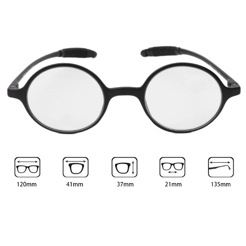 Ultraligero TR90 gafas de lectura redondas resina presbicia gafas accesorios para gafas + 1,0 a + 4,0