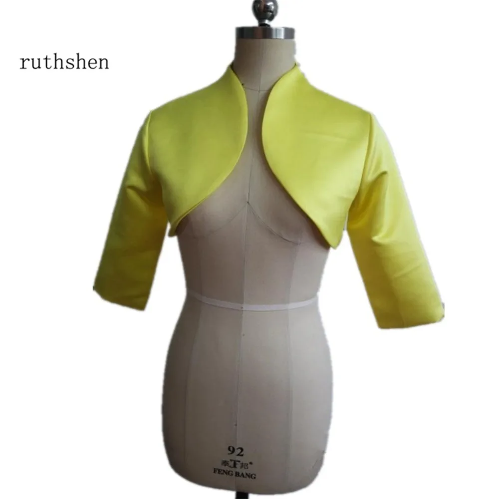 Ruthshen атласная Свадебная куртка 3/4 рукава желтый цвет свадебные интимные аксессуары Лидер продаж для женщин вечерние платья матч