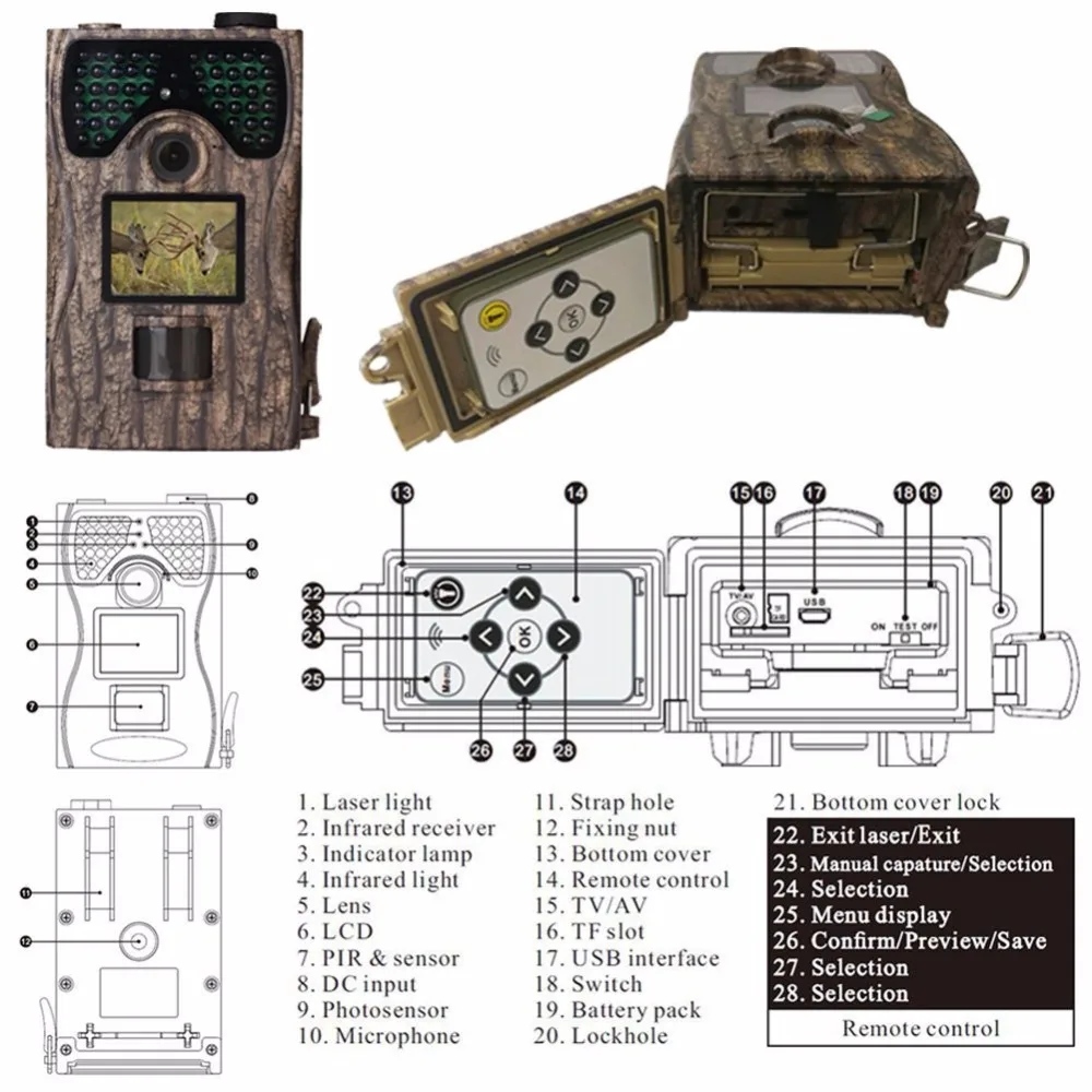 12MP Wildlife Hunting Camera Night Vision Infrared HD 1080P Scouting Game Camera Trap Trail Camera (9)