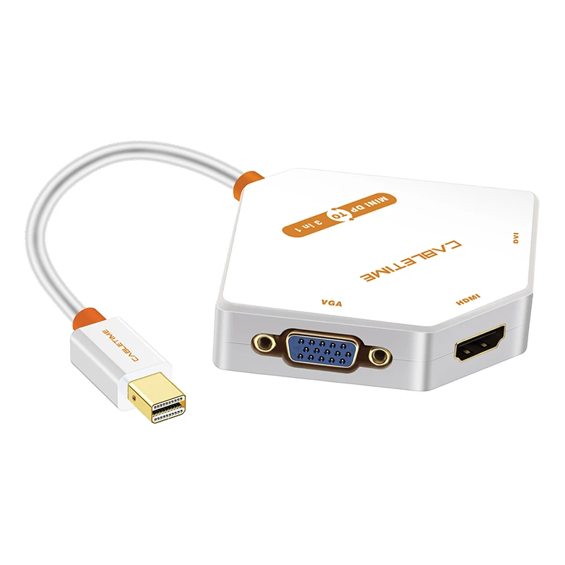 Cabletime 3 в 1 Thunderbolt MINI DisplayPort к HDMI + DVI VGA адаптеру для четкости монитора проектора LCD