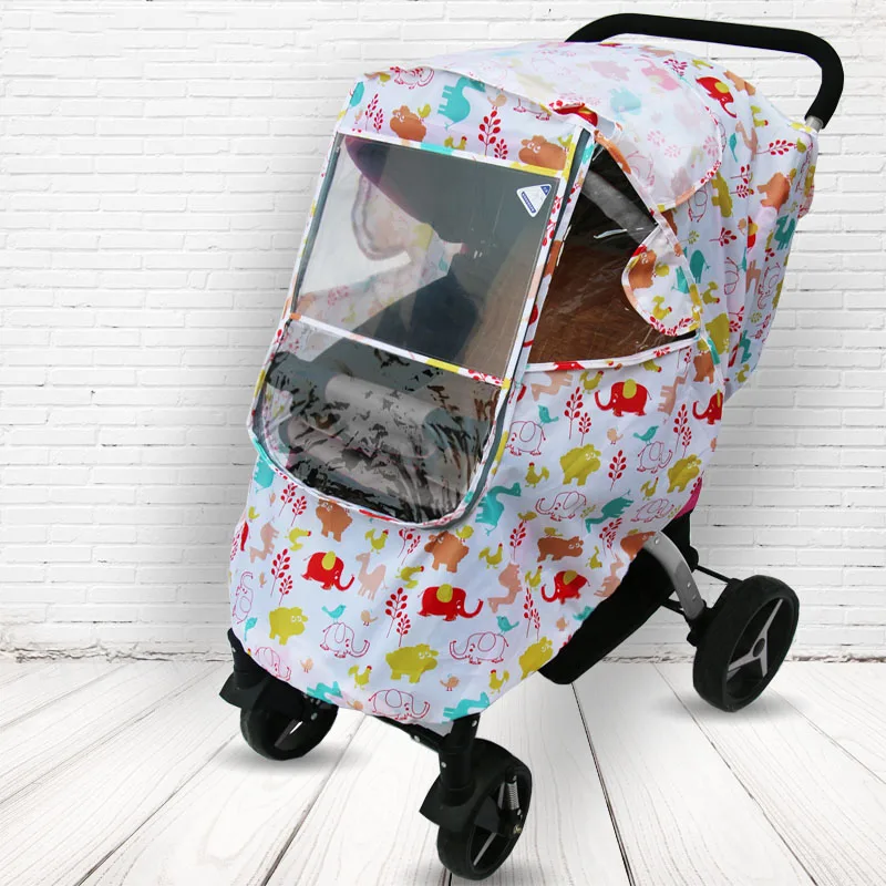 Protector de Lluvia Universal Silla de Paseo Cubierta para Cochecito Carrito Funda Protector Transparente Plegable de Lluvia Contra Viento