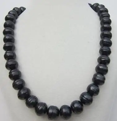 

Beautiful tahitian 12-13mm natural black pearl necklace 18 inch choker