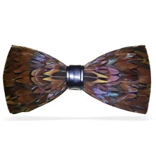 Высокое качество ручной работы коричневый перо человек галстук-бабочка Neckwear Papillon Винтаж кравата Gravata галстук волна бабочка