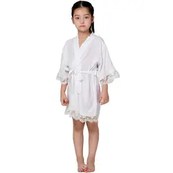Mr & Mrs правой летом ребенок свадьба хлопок Халаты Кружево халат кимоно для маленьких Для женщин детская ночная рубашка Повседневное пижамы