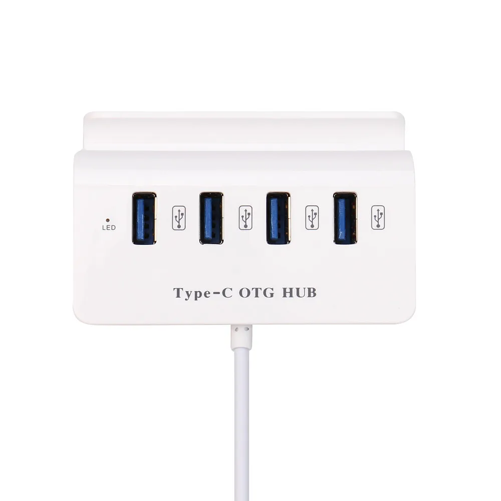 Type C ABS High Speed Mini 4 Ports USB 3.1 OTG HUB With Phone Tablet Holder Usb Hub Ugreen Type-C Computer Accessories#25 | Компьютеры и