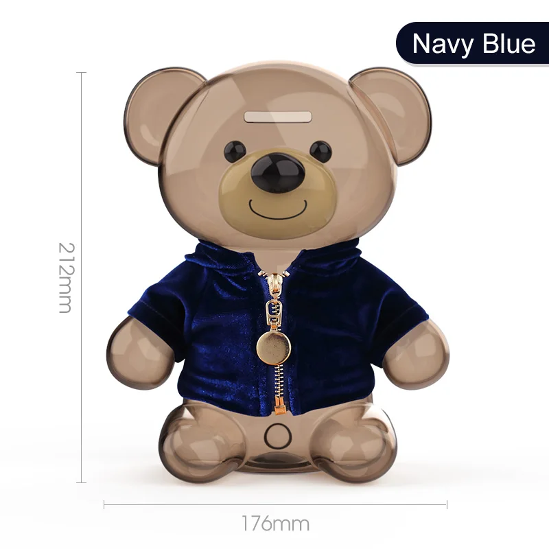 Медведь-копилка пластиковый детский депозит коробка монета прозрачная Копилка безопасная экономия денег подарок Винтаж подарок для мальчика Девочка MYXX - Цвет: B Navy Blue