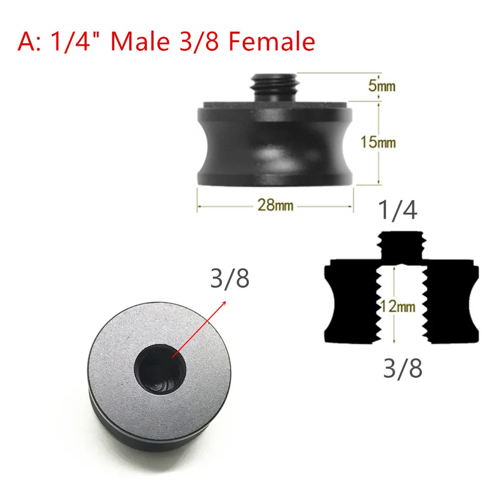 Jadkinsta 1/4 Женский до 3/8 мужской Алюминиевый сплав штатив камера винт штатив быстроразъемный винт адаптер для камеры аксессуары - Цвет: A type