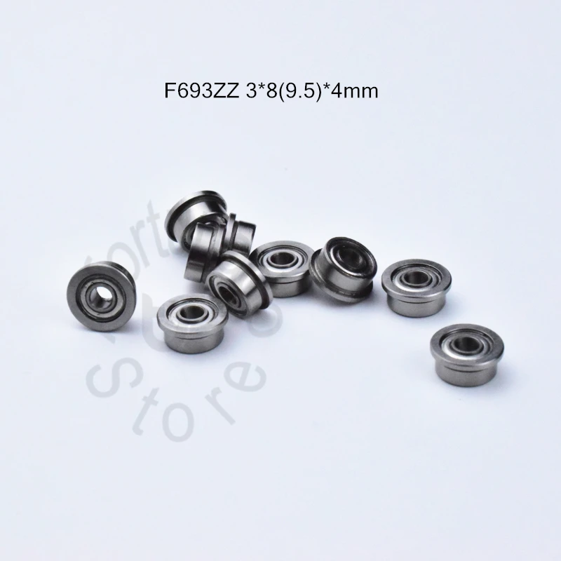 

F693ZZ 3*8(9.5)*4mm 10pieces bearing ABEC-5 Flange bearings Free shipping 693 F693Z F693ZZ chrome steel deep groove bearing