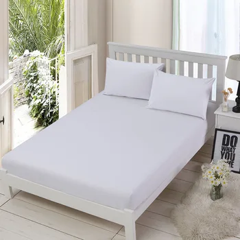 

160x200cm White Fitted Sheet Mattress Cover With All-Around Elastic Rubber Band Printed Bed Sheet Bed Linens Bed Cover