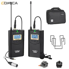 Comica CVM-WM100 UHF 48 Channels Wireless Lavalier Lapel Microphone System Kit for Canon Nikon DSLR Cameras and Smartphones etc. цена Comica CVM-WM100 UHF 48 Channels Wireless Lavalier Lapel Microphone System Kit for Canon Nikon DSLR Cameras and Smartphones etc. цены онлайн