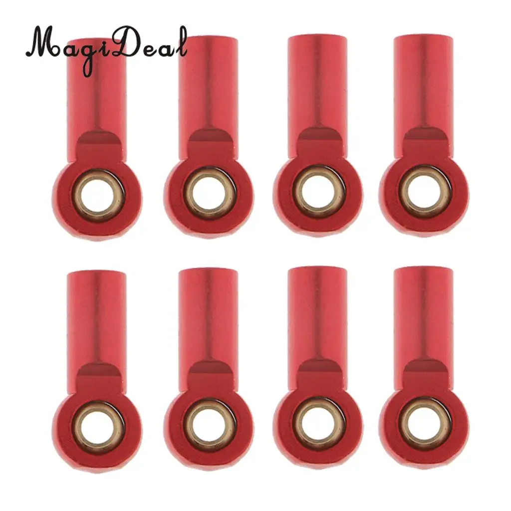 8Pcs Red Aluminum M3 Metal Ball Head Holder Tie Link Rod End Joint RC Climbing Crawlers Car For 1:10 D90 SCX10