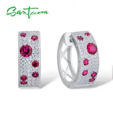 SANTUZZA серебряные серьги для женщин 925 пробы серебряные серьги-клипс Серебро 925 с камнями Кубический Цирконий brincos Ювелирные Изделия