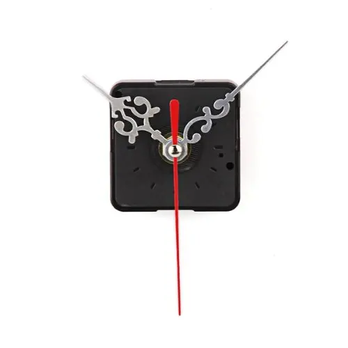 Часовой механизм с серебряной часовой минутной красной секундной стрелкой|clock