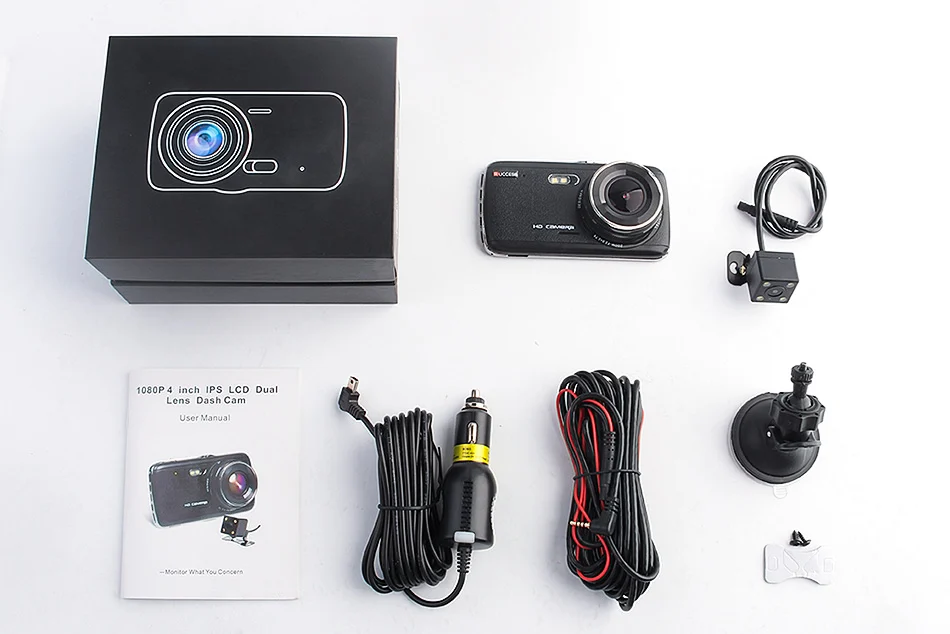 Ruccess 4 Inch IPS Car DVR Dual Lens Camera Full HD 1080p Dash Camera with ADASFCWS Video Recorder Night Vision Dash Cam (2)