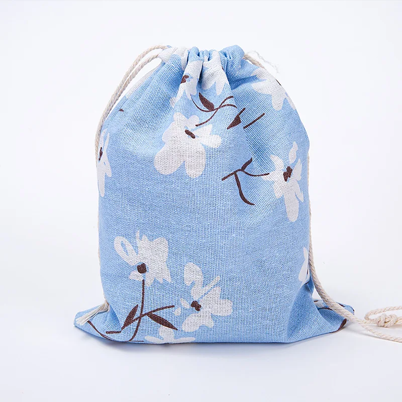 Square Linen storage font b bag b font font b Drawstring b font Tote Storage font