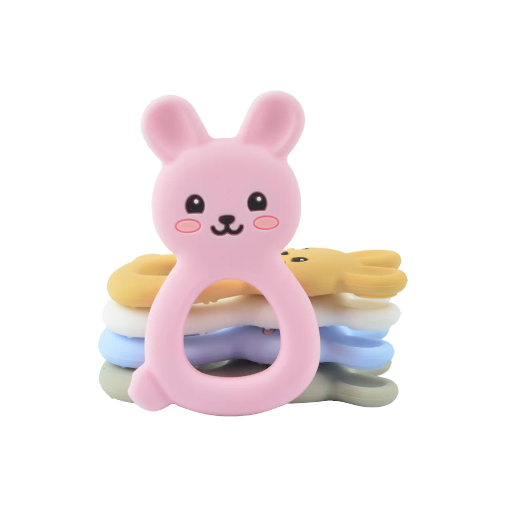 1PC Rabbite 실리콘 Teether 완구 목걸이 액세서리  씹는 장난감 동물의 실리콘 비즈 부드러운 teether DIY Baby Teething