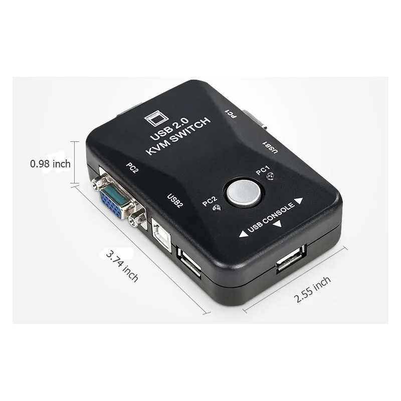  USB 2.0 KVM Switch High Quality 2 Port usb Switcher 1920*1440 VGA SVGA Switch Splitter Box for Comp