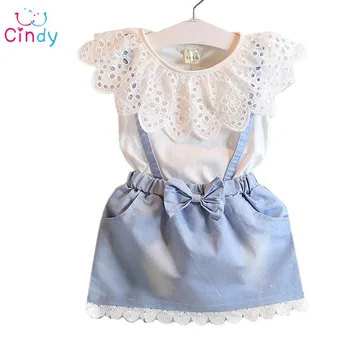 

Girls Dresses New girls cute dress,white belt denim dress sleeveless cotton summer lovely girls clothes kids ballet dresses k1