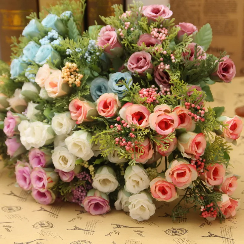 1 Bouquet Decorative Rose Silk Flower Artifical Flowers For Home