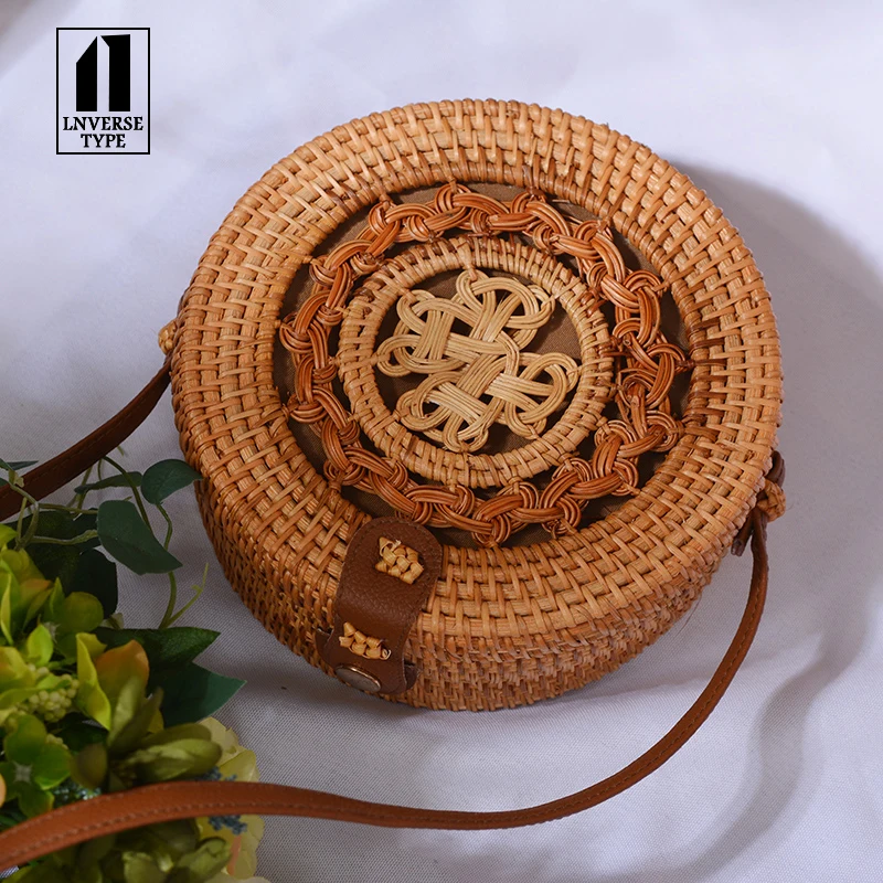 

Handmade Woven Beach Handbag For Women Bag Travel Handba Round Straw Bag Women Rattan Woven Summer Beach Shoulder Crossbody Bags