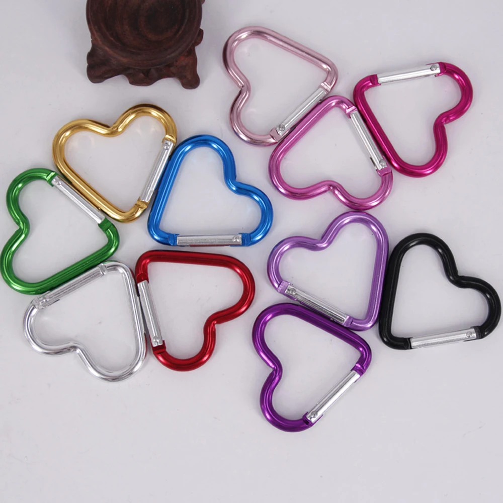 5pcs Aluminum Alloy Hanging Buckles Shaped Outdoor Color Safe Heart Buckle small heart type carabiner Random Color