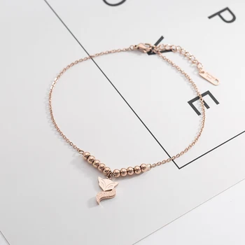 YUN RUO Fashion Rose Gold Color Anklet Lucky Fox Chain Woman 316 L Stainless Steel Jewelry Top Quality Not Fade 2017 New Arrival