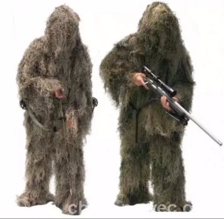 Лесной дизайн камуфляж охота Ghillie костюм Тип Травы одежда, yowie Снайпер 3D бионический костюм Джунгли белая пустыня