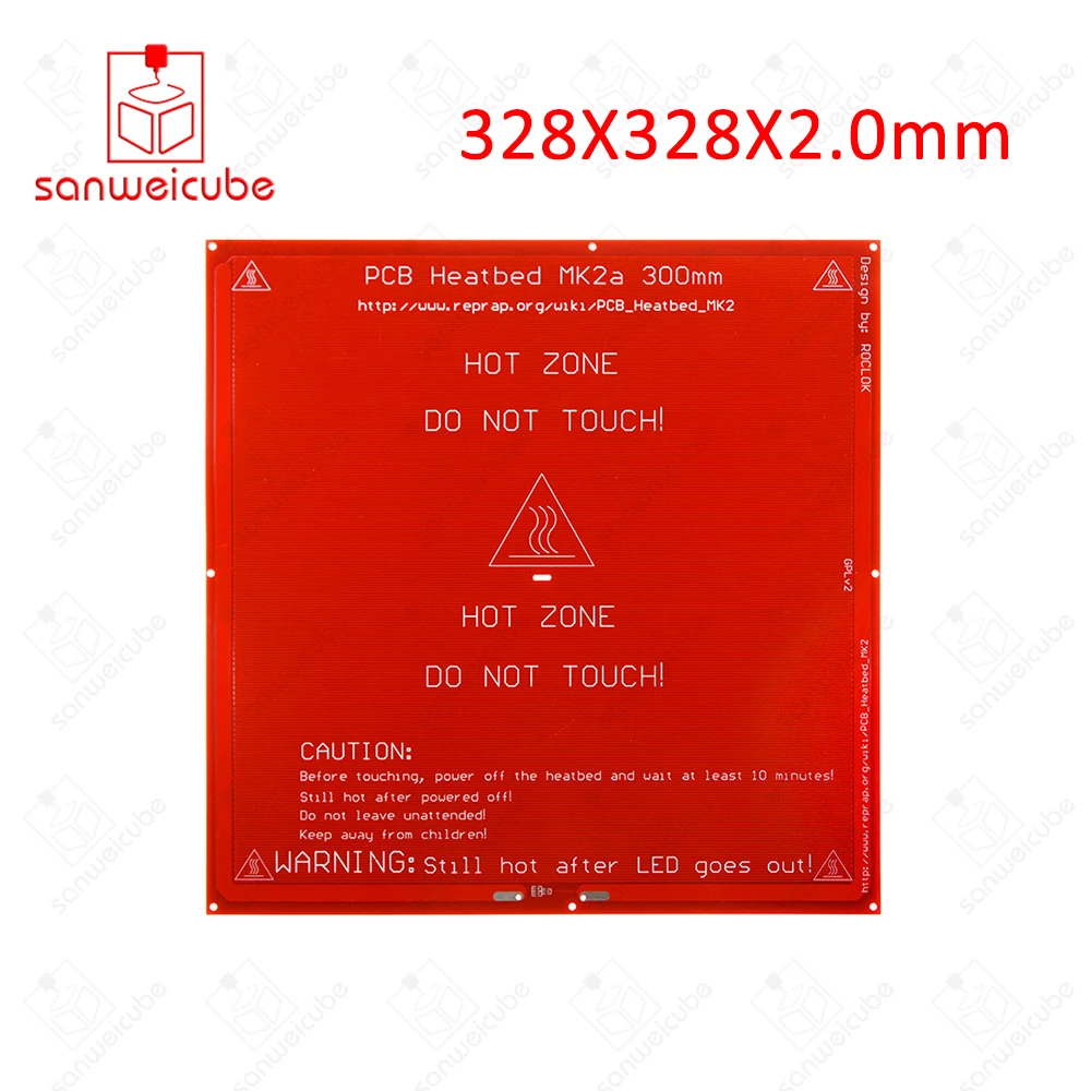 

Usongshine PCB hot bed Mk2a 328x328x2.0mm Red for 3D printer heating hot bed insulation board 3D printer accessories 328x328x2.0