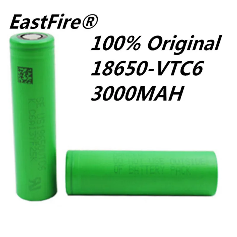 

2pcs EastFire VTC6 3.7V 3000mAh rechargeable Li-ion battery 18650 Akku for Sony US18650VTC6 30A Toys flashlight tools