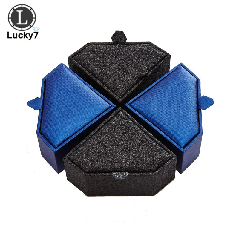 

Factory direct wholesale lot jewelry packaging box high-grade ring box brooch box earrings blue jewelry box spot custom logo