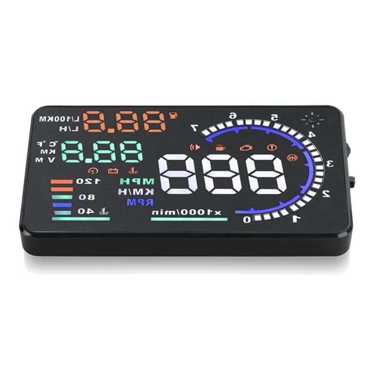

A8 5.5inch OBD II Car HUD Head Up Display Auto Window Reflective Screen Projector Speed Fatigue Warning RPM MPH Fuel Consumption