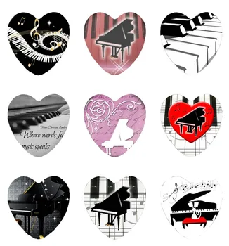 

5pcs 12mm 20mm 25mm Grand Piano Music Piano Black and White PianoHandmade Photo Glass Drop Style Cabochons Jewelry Accessories